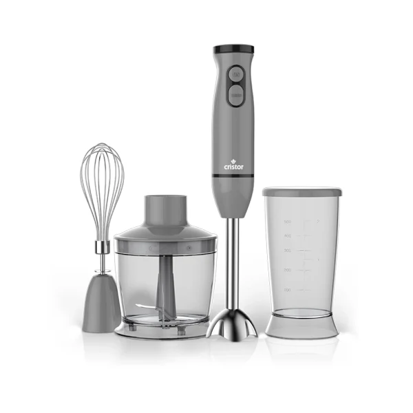 Bras Mixeur 3 en 1 CRISTOR Bras mixeur, Hachoir et Bras Fouet -500 W- 500 ML – Gris_noir HB-K55GN